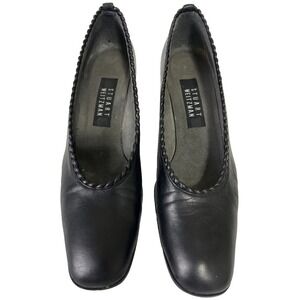 Stuart Weitzman Womens 8.5 AAAA Narrow Black Leather Pumps Made in Spain Classic